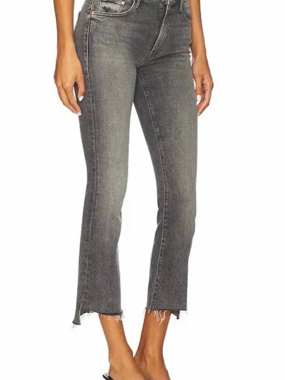 MOTHER The Insider Crop Step Fray Jeans Up In Smoke